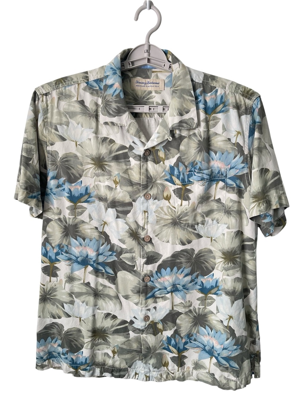 Tommy Bahama Heritage Tortola Button-up Shirt 100% Silk Floral Print Mens Size L